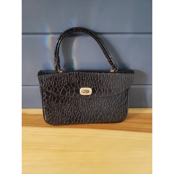 Vintage Black Vegan Leather Handbag‎ - Picture 1 of 5